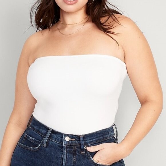 Old Navy Strapless Tube Top Shelf Bra Cropped White Size XXL Tall NEW - Picture 1 of 7